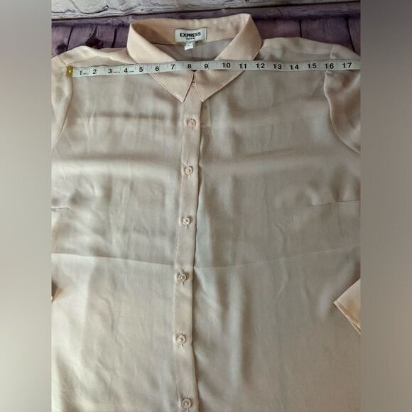 NWT Express Ballet Pink Portofino Sheer Balletcore Minimalist Button Up Shirt XL - Picture 5 of 7